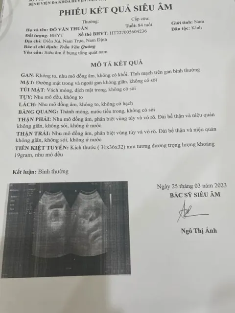Kết quả siêu âm của bác Thuấn ngày 25/3/2023