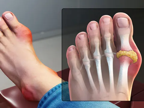 Bệnh gút gây lắng đọng tinh thể muối urat tại các khớp